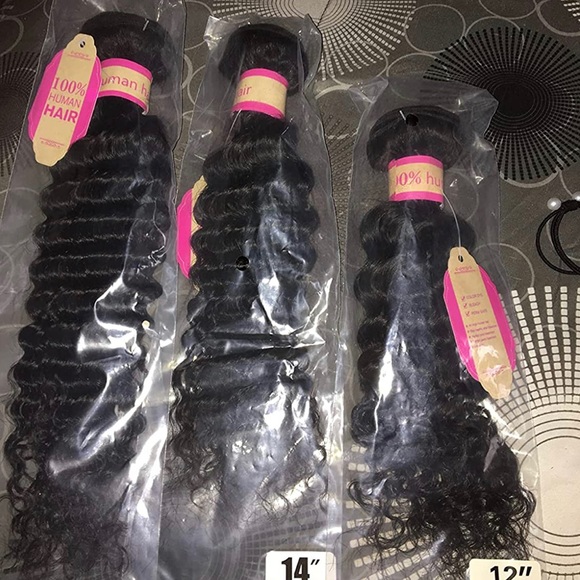 12 14 and 16in Deep Wave Human Hair Bundles - Picture 4 of 4
